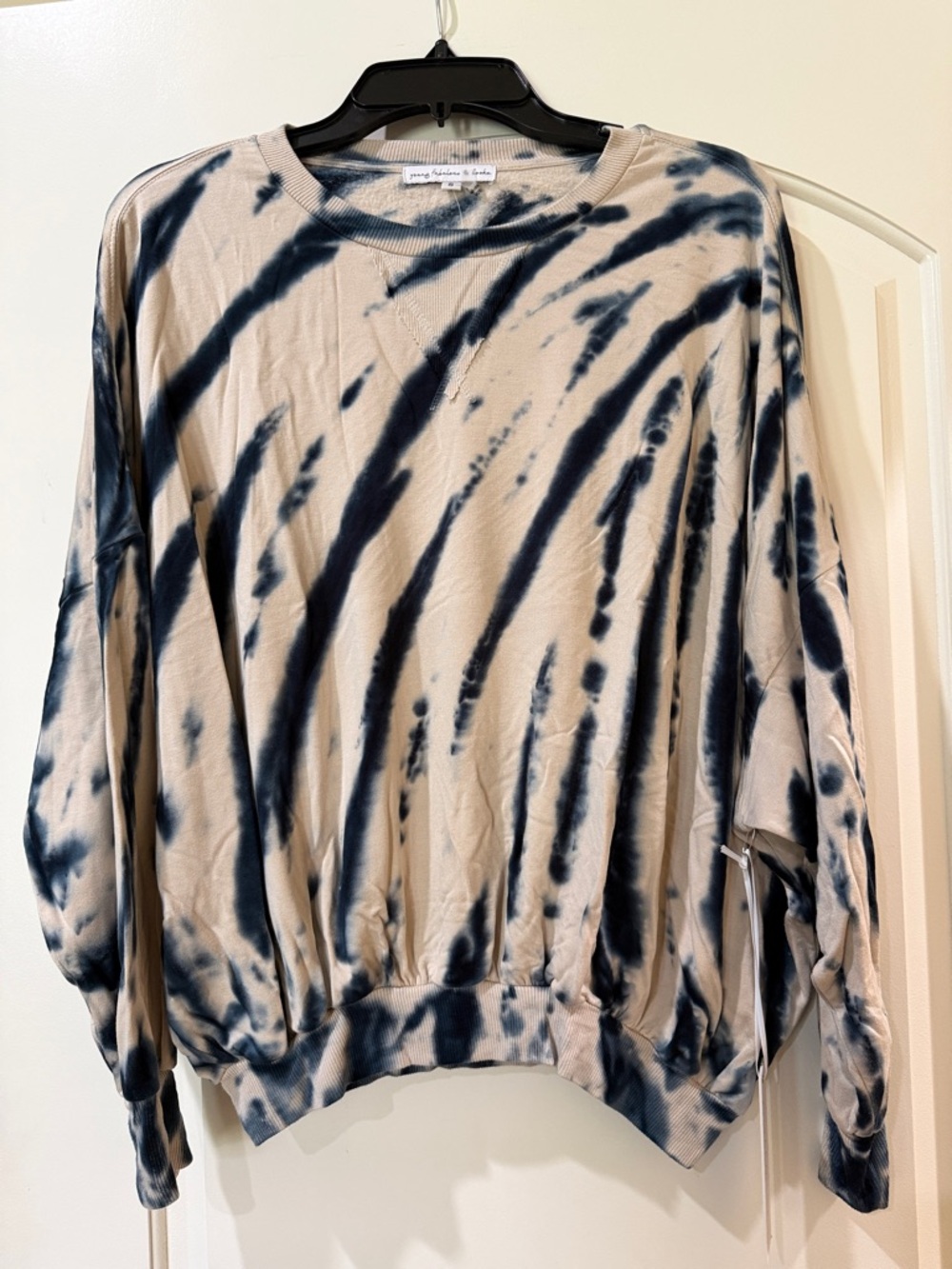 Young Fabulous & Broke Beige & Navy Tie-Dye Pullover Sweatshirt